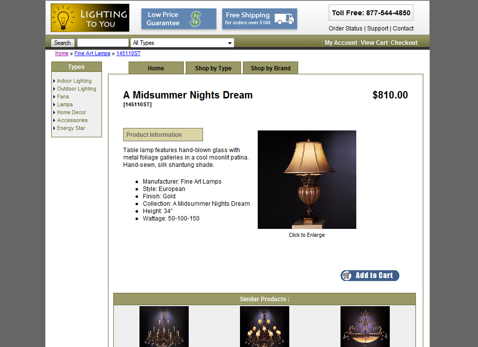 Lighting Ecommerce Store Web Design