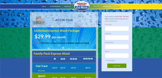 car wash web design